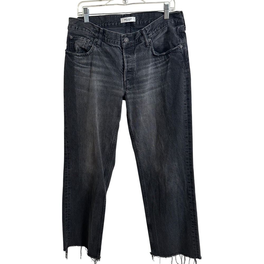 MOUSSY VINTAGE Black Raw Hem Straight Leg Jeans Made in Japan 30